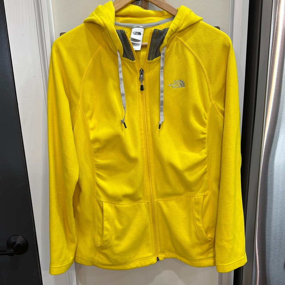 The North Face Yellow Fleece Jacket Hoodie Ladies Large